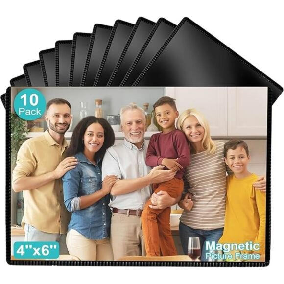 Magnetic 4x6 picture frame set of 10 reusable fridge photo display for refrigera - Picture 7 of 7